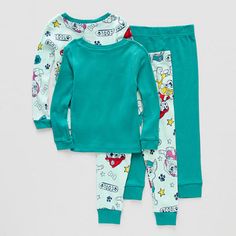 Let your toddler join the action with this toddler boys' 4-piece PAW Patrol pajama set featuring Chase, Marshall, and the gang. Each piece is crafted from soft cotton for maximum comfort. The top has long sleeves and a crew neck, while the pants have a full elastic waistband. The vibrant designs will spark imaginative adventures and make bedtime enjoyable.# Pieces In Set: 41st Piece Description: Top1st Piece Fabric: Knit1st Piece Fiber Content: 100% Cotton1st Piece Care: Machine Wash2nd Piece D… Playful Green Sets With Character Print, Cotton Sets With Character Print For Pajama Party, Cotton Sleep Sets With Character Print, Cotton Sleepover Sets With Character Print, Cotton Sleepwear Sets With Character Print, Cotton Bedtime Sets With Character Print, Green Cotton Sets With Character Print, Playful Cotton Sleepover Sets, Green Cotton Sets With Cartoon Print