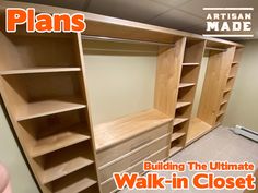 there is a walk in closet with shelves and drawers