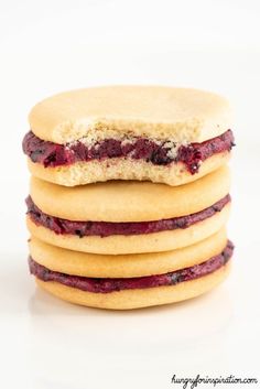 blueberry sandwich cookies stacked on top of each other with the title text overlay