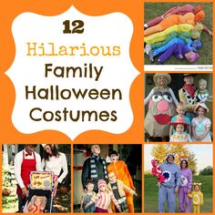 halloween costumes for children and adults with the words, 12 hilarious family halloween costumes