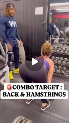 two people in a gym with dumbbells and one person on the other side