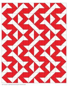 a red and white quilted pattern with triangles on the front, in two rows