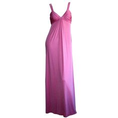 Loris Azzaro 1970s Silk Jersey Vintage Pink Empire Dress Gown 70s Prom Dress, 70s Prom, Purple Evening Gowns, Grecian Gown, 1950s Cocktail Dress, Pink Evening Gowns, Vintage Ball Gowns, Vintage Evening Gowns, Vintage Pink Dress