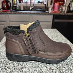 Easy Spirit, Nwt, Verry 2, Brown, Leather Zip Up, Ankle / Hiking Booties. Size 7m. Leather And Man Made Upper. Arch Support. Flat Rubber Soles/Heels. These Came In Bags And Do Not Have A Box. Smoke Free Home. 2 Lbs 8 Oz Brown Round Toe Booties For Outdoor, Brown Round Toe Outdoor Booties, Synthetic Ankle Boots For Walking, Easy Spirit Shoes, Spirit Shoes, Easy Spirit, Arch Support, A Box, Bootie Boots