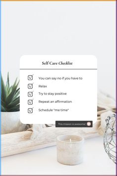 a screen shot of the self care checklist