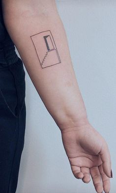 Tatuaggio; minimal; tatoo; tatuaje Door Tattoo Minimalist, Skyscraper Tattoo, Rectangle Tattoo Design, Rectangular Tattoo Ideas, Window Tattoo Simple, Movies Tattoo Ideas, Square Tattoo Ideas, Stairs Tattoo