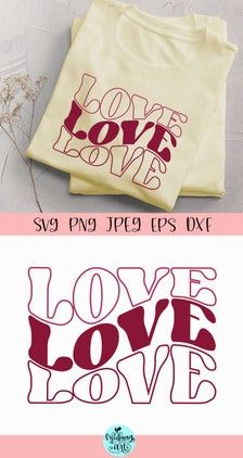 two t - shirts with the words love and love in different font styles on them