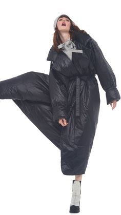 OVERSIZED SLEEPING BAG COAT – Black – Norma Kamali Sleeping Bag Coat, Boyfriend Sleeping, Hand Muff, Norma Kamali, Coat Black, Sleeping Bag, High Collar, Black Coat, Ankle Length