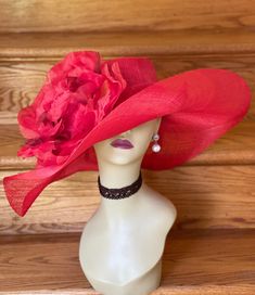 ✿*.Key Features.*✿ This is a wide loopy brim Hat with jumbo silk flowers, elegant, beautiful. Great for Kentucky derby, weddings, church, Easter, Royal Ascot, horse races, cocktails, tea party, or any hat wearing occasion. Hat base size: From front to back appr: 20.5" (52cm) From left to right appr: 20.5" (52cm) Wide brim Appr: 6.5~8"" Head girth: 22.5"(57cm), adjustable string inside to make smaller to fit your head.   If you want other colors in this style, just search the same item code in my store, you will find them. ✿*.Tip.*✿ ❣️If you want a customized piece, please follow the instructions below: 🔹Present style of hat or fascinator you would like from the store, with additional photos of your outfit and any other details you'd like me to know. 🔹After this process is done, I will se Horse Race Hats, Hat Tea Party, Royal Ascot Hats, Derby Fascinator, Hat Wedding, Church Hat, A Hat In Time, Navy Hats, Hat Base