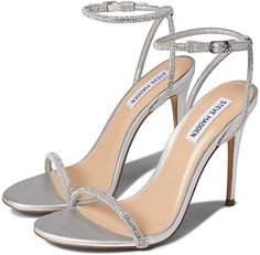 Sliver Heels, Silver Heels Prom, Steve Madden Black Heels, High Heels For Prom, Black Open Toe Heels, Heels Prom, Heels Silver, Silver High Heels