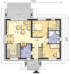 the floor plan for an apartment with two bedroom and one bathroom, including a living room