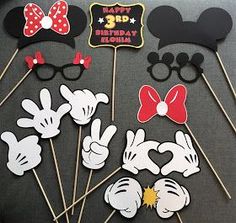 mickey mouse photo booth props for a birthday party