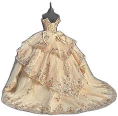 Gold Quinceanera Dresses, Dresses With Bow, 15 Girls, Quinceanera Dresses Gold, Up Party, Dresses Ball Gown, Sweet 15, Beaded Applique, Best Dress