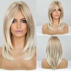 Long Blonde Wig, Κούρεμα Bob, Bangs For Women, Blonde Wigs, Blonde Layers, Side Bangs, Blonde Wig, Blonde Ombre