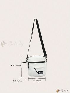 Bird in Bag - Multifunctional Sling Bag for High School Students and University Freshmen - Mini Mens Shoulder Bag with Letter Patch, Ideal for Travel, College, Outdoors, Sports, and Commute Casual White Shoulder Bag For Outdoor Activities, Casual White Shoulder Bag For Outdoor, Functional White Chest Bag For Outdoor, White Large Capacity Shoulder Bag For Outdoor, Practical Rectangular Chest Bag For Daily Use, White Rectangular Shoulder Bag For Outdoor, White Functional Chest Bag For Outdoor Activities, Functional White Chest Bag For Outdoor Activities, White Sporty Shoulder Bag For Outdoor