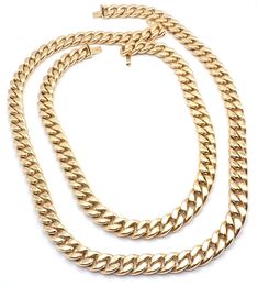 About This Piece: The Rare Authentic Bvlgari 18k Yellow Gold Set Two Curb Link Long Necklace is a luxurious and unique piece, featuring two intertwined curb link chains. Crafted in rich 18k yellow gold, the necklace exudes timeless elegance and sophistication, showcasing Bvlgari's iconic design and exceptional craftsmanship. A true collector's item.This is the set of two curb link necklaces that you can put together to make one very long curb link necklace.The two necklaces are stamped with Bulg Luxury Fine Jewelry Curb Chain Necklace, Elegant Luxury Yellow Gold Long Necklace, Luxury Long Yellow Gold Necklace, Chanel Ring, Watch Cufflinks, Hermes Jewelry, Yellow Gold Setting, Iconic Design, Cartier Ring