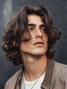 36 Stylish Shoulder-Length Hair Ideas for Men: Elevate Your Look Textured Medium Length Hair Men, Guys With Shoulder Length Hair, Mens Shoulder Length Hair, Shoulder Length Hair Men, Hair Ideas For Men, Knot Ideas, Brown Hair Male, Subtle Layers