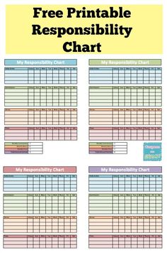 a printable table with the text free printable responsibility chart