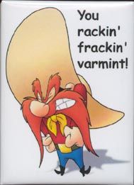 an image of a cartoon character with a hat on his head that says, you rackin'frackin '