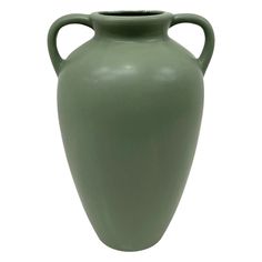 a large green vase is shown on a white background for use as an accent piece