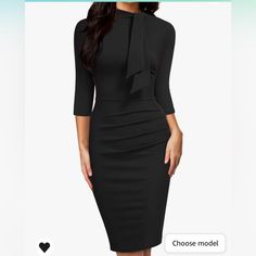 My Pictures Are Dark But The Dress Is What’s Pictured On The Modeled Picture.Brand New, Never Worn. Black Sheath Office Dresses, Black Sheath Midi Dress For Office, Black Sheath Dresses For Office, Black Midi Length Dress For Office, Black Stretch Midi Dress For Office, Black Stretch Midi Dress For The Office, Black Midi Dress For Office Party, Black Office Lady Midi Dress For Party, Black Stretch Mini Dress For Office