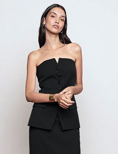 Strapless Button Top-PREORDER Strapless Blazer Top, Luxury Strapless Women's Tops, Luxury Chic Strapless Tops, Chic Strapless Top With Buttons, Chic Strapless Top With Button Closure, New York Fits, Pixie Market, Trendy Tops For Women, Button Top