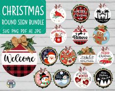 christmas round sign bundle svg