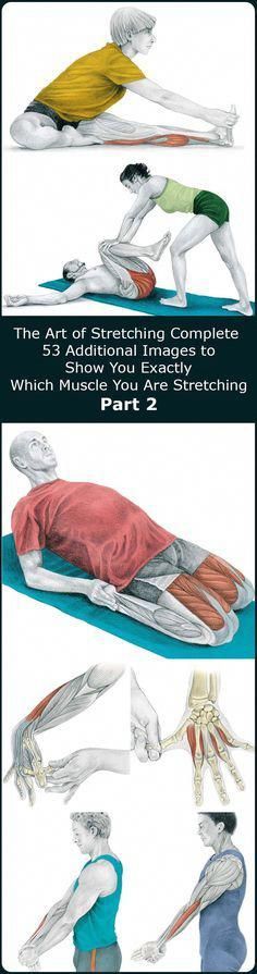 an image of a man doing exercises on the back and side stretch with text above it