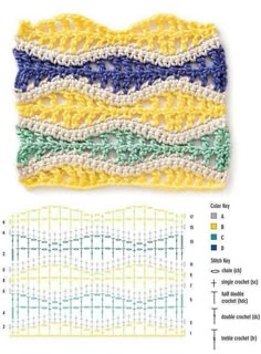 a crochet pattern with different colors on it