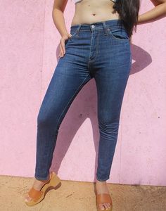 Vintage 510 Levi's jeans in blue. Mid rise. Zipper fly. Front and back pockets. Slim leg. UK 12-14 - Eur 40-42 Actual measurements - 31"(79cm) waist - 36"(92cm) hips - 28"(72cm) inner leg - 10"(25cm) rise. Material - Denim. Condition - Excellent. Handpicked, repaired and ready to wear. This is an original vintage item, not new and minor signs of wear & age are expected, we will highlight any major flaws.Model is a UK 6/8 and is 5'7" tall Levi's, Levis Jeans, Slim Legs, Mid Rise, Georgia, Zipper, Ready To Wear, The Originals, Blue