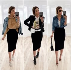 Black Pencil Skirt Outfit, Pencil Skirt Outfits Casual, Skirt Outfit Casual, Black Skirt Outfits, Skirt Diy, Pencil Skirt Casual, Pencil Skirt Outfits, Outfit Trends, Black Pencil Skirt