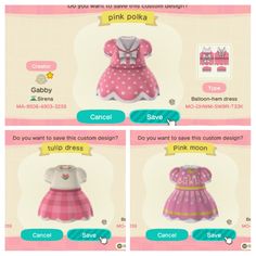 the screenshot shows different types of clothing for girls and boys in animal crossing style