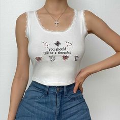 Embroidery Lace, Lace Hem, U Neck, White Crop Top, Sweater Blouse, Sweater Coats, Sizing Chart, Cropped Tank Top, Floral Maxi Dress