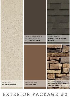 the exterior package 3 is shown with different colors and textures, including brown, beige, black