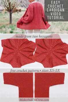 the crochet cardigan is made from two hexagons free crochet pattern