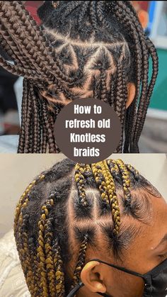 Old Knotless Box Braids Styles, Hairstyles To Do With Old Knotless Braids, Style Old Knotless Braids Hairstyles, Best Knotless Braid Styles, How To Take Care Of Knotless Braids, Box Braids For Mixed Women, New Knotless Braid Styles, How To Style Old Braids For Black Women, How To Freshen Up Box Braids