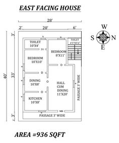 the floor plan for an east facing house