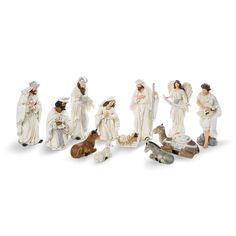 a group of figurines depicting the birth of jesus