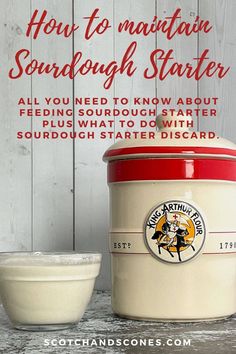 a red and white container sitting next to a bowl