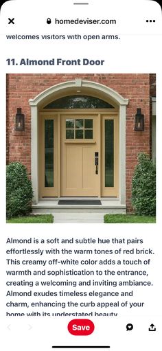 the front door to an apartment is shown with information about it and how to use it