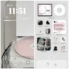 the back side of an ipod with various stickers on it, including a pink disc