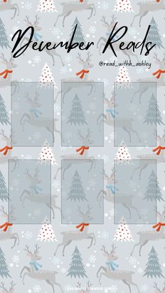 a christmas pattern with reindeers and snowflakes on the bottom, in grey