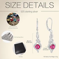 Ღ𝗘𝗹𝗲𝗴𝗮𝗻𝘁 & 𝗩𝗲𝗿𝘀𝗮𝘁𝗶𝗹𝗲 ━ Guesma dangle earrings for women feature an infinity symbol and 2 pieces 5mm round-brilliant-cut created ruby, set with 32 pieces 5A+ cubic zirconia, creating a timeless and elegant look that's perfect for everything from weddings to date nights. Ღ𝗦𝗲𝗰𝘂𝗿𝗲 & 𝗖𝗼𝗺𝗳𝗼𝗿𝘁𝗮𝗯𝗹𝗲 ━ Guesma leverback earrings are hypoallergenic & resistant to tarnish, providing a secure and comfortable fit, so you can wear them all night without worrying about them falling off. Ღ𝗛𝗶𝗴𝗵-𝗤𝘂𝗮𝗹𝗶𝘁𝘆 𝗠𝗮𝘁𝗲𝗿𝗶𝗮𝗹𝘀 ━ Made from sterling silver with 18k white gold plated, these drop earrings are durable and resistant to tarnishing, ensuring that they'll look as good as new for years to come. Ღ𝗧𝗵𝗼𝘂𝗴𝗵𝘁𝗳𝘂𝗹 𝗚𝗶𝗳𝘁 ━ Packaged in a beautiful gift box, the Ruby Set, Date Nights, Infinity Symbol, Leverback Earrings, Birthstone Earring, Round Earrings, Beautiful Gift Boxes, Earrings For Women, Round Brilliant