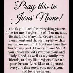 a prayer card with the words pray this in jesus's name