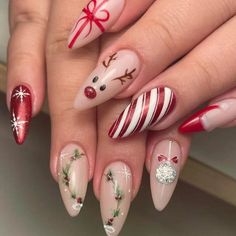 Time Nails, Christmas Press On Nails, Xmas Nail, Christmas Nail Ideas, Fancy Christmas, Nails Beautiful, Style Nails, Inspired Nails