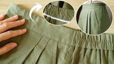 someone is sewing the bottom part of a pair of pants with pleated hems