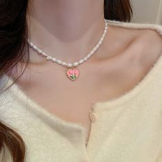 Product Details: Put on this necklace and feel the romance and beauty of spring! Style: elegant, unique Material: freshwater pearl Chic Necklace, Pearl Choker Necklace, Garden Jewelry, Pink Tulips, Natural Pearl, Chic Jewelry, Pearl Choker, Freshwater Pearl Necklaces, Pendant Design