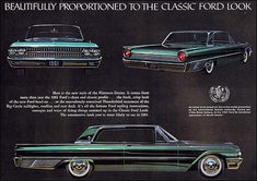 an old green car is shown in three different views, including the front and back