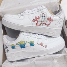 Toy Story Custom Air Force 1-shecustomize Shoe Embroidery, Shoe Artwork, Air Force 1 Custom, Cartoon Toys, Custom Air Force 1, Custom Toys, Leather Paint, Artist Gifts, Custom Shoes