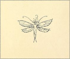 a drawing of a dragonfly with wings spread